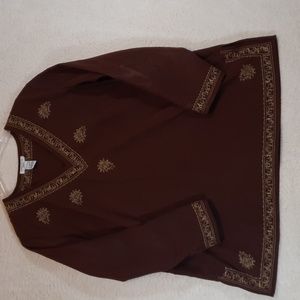 Brown embroyered tunic Sri lanka